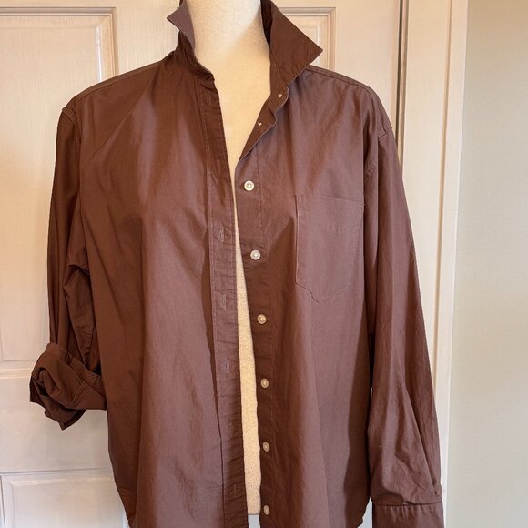 GAP Tops - gap | cocoa brown "the big shirt" boyfriend | size small